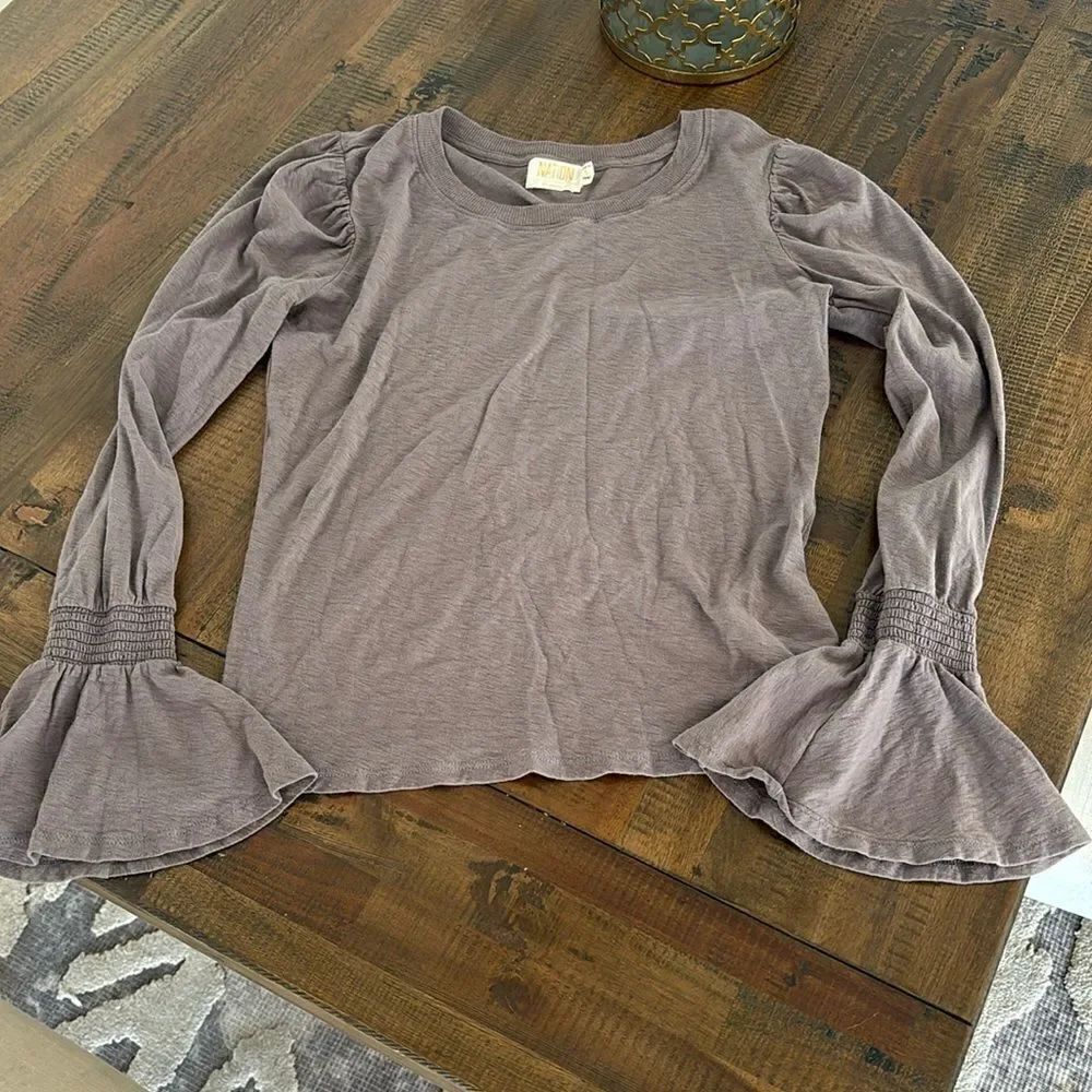 NATION light purple bell sleeve long sleeve top size Small